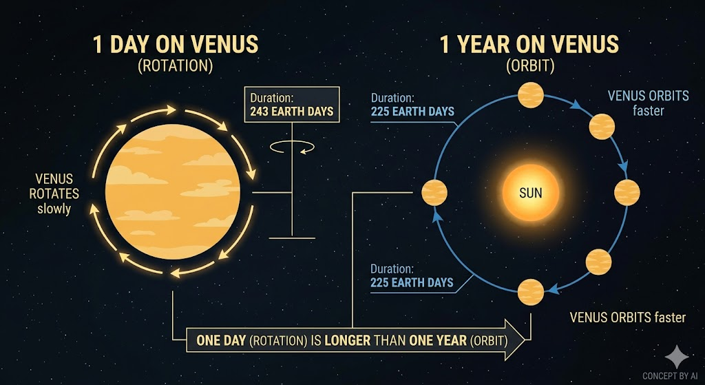 One Day on Venus Is Longer Than Its Entire Year